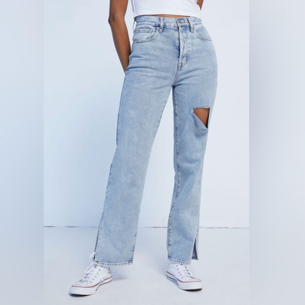 NWT PacSun Light Blue Ripped Split Dad Jeans